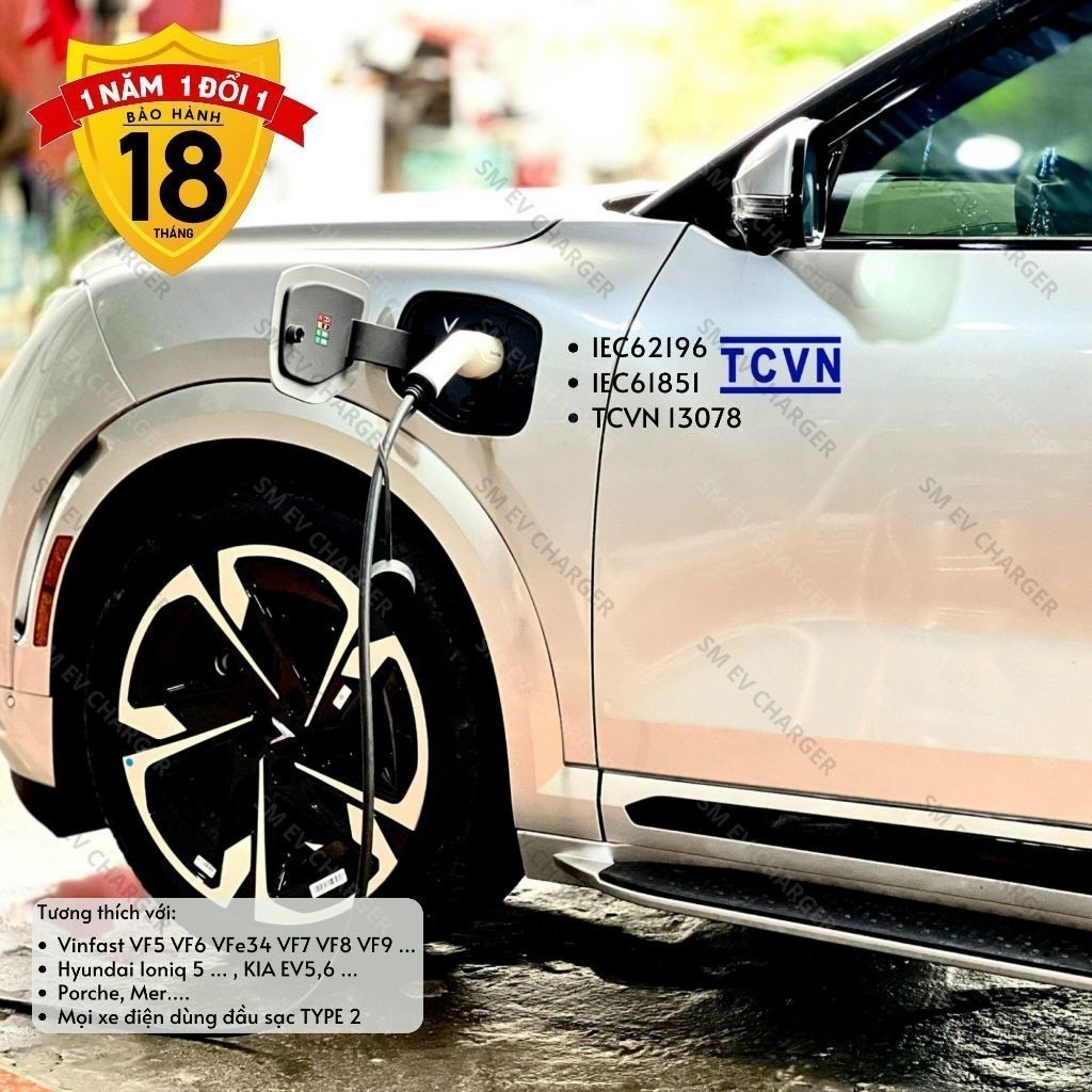 GENTEK 7.4KW - Sạc nhanh xe ô tô điện Vinfast Volvo Kia Huyndai chuẩn TYPE 2 -G702- TIÊU CHUẨN TCVN 13078 - Chính Hãng