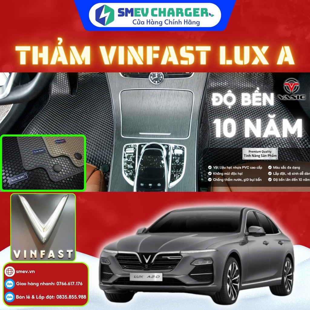 Thảm lót sàn ô tô VASIC THÁI LAN VinFast Lux A - Thảm trải sàn xe VF LUX A chống ồn chống nước - Hàng chính hãng
