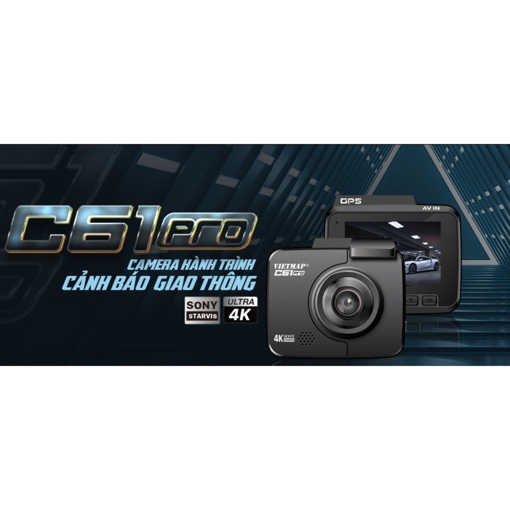 Vietmap C61 Pro - Camera hành trình cảnh báo giao thông giọng nói - ghi hình 4K - SMEV - Hàng chính hãng