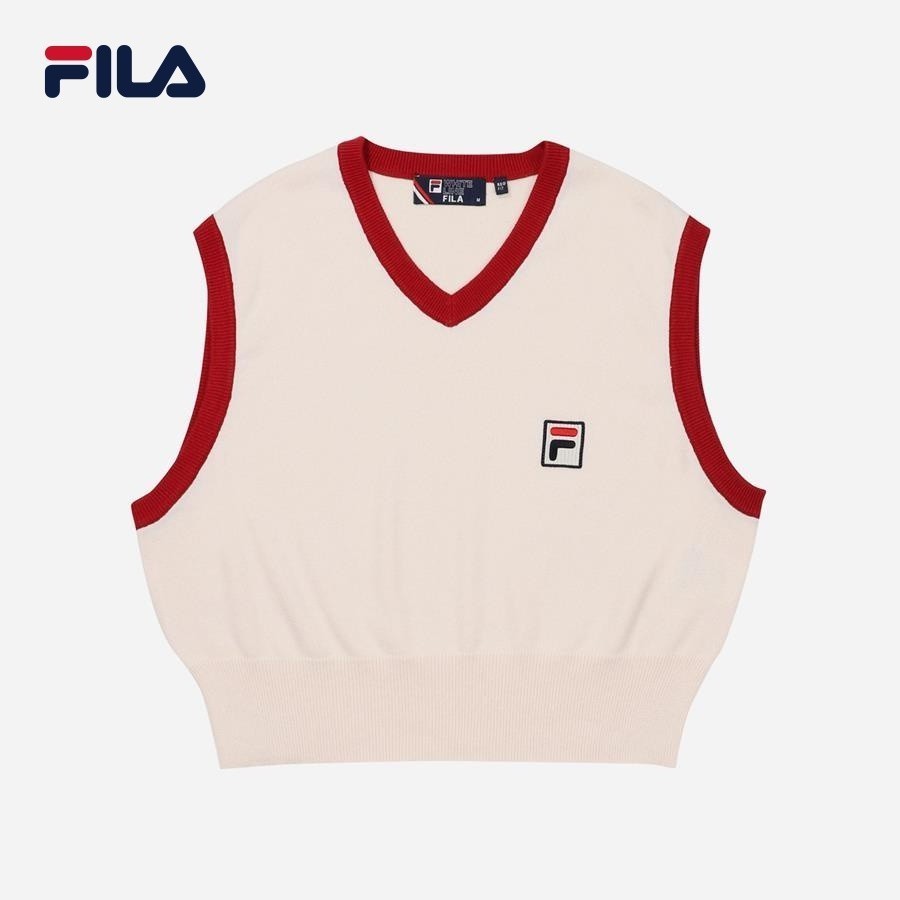 Áo đan ghi lê thời trang nữ Fila Hailey Bieber F Box - FS2VTF1H51F-CRM