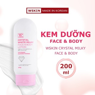 Kem dưỡng Wskin Crystal White Milky Face & Body SPF36 dưỡng trắng da toàn thân 200ml Chính hãng