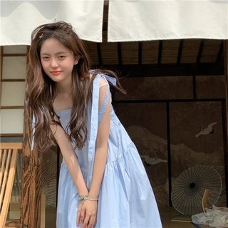 Váy baby doll buộc nơ vai rúm tầng tiểu thư đi chơi đi biển có bigsize 40kg-120kg