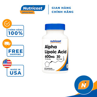Nutricost Alpha Lipoic Acid 600mg 60 Viên Nhộng Bảo Vệ Tế Bào, Hỗ Trợ Quá Trình Trao Đổi Chất