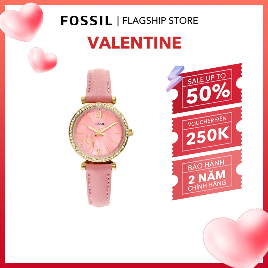 [MUA 1 TẶNG 1] Đồng hồ nữ Fossil Carlie ES5177 dây da- hồng