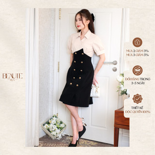 Beautebyv - váy chiết eo phối nhún ngực charlis