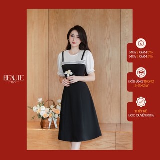 BEAUTEBYV - Váy yếm phối ren nổi Voyage