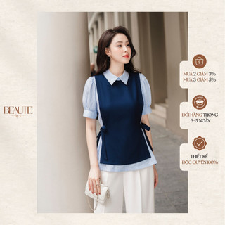 Beautebyv - áo sơmi phối lớp yếm thắt nơ phoebe