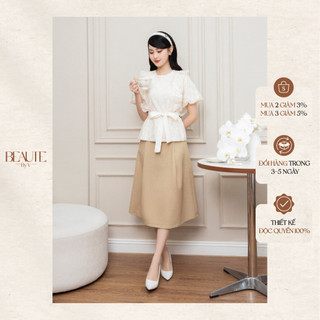 Beautebyv - chân váy xoè xếp ly đơn new tove