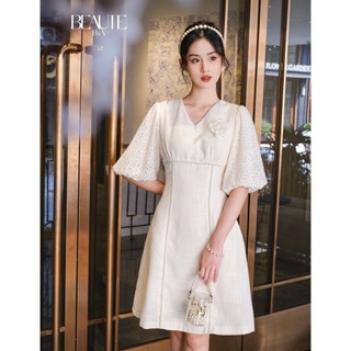 BEAUTEBYV - Váy nữ chiết eo phối ren ngọc trai Blooming (hoa cài tặng kèm)