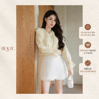 Beautebyv - áo sơ mi cổ bèo đúp wavie