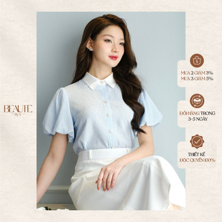 Beautebyv - áo sơmi cổ trắng cúc hoa daisy
