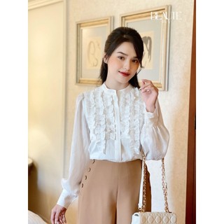 Beautebyv - áo sơ mi nữ bèo so le louisa