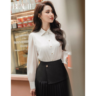 BEAUTEBYV - Áo sơmi tơ phối lụa Mustang