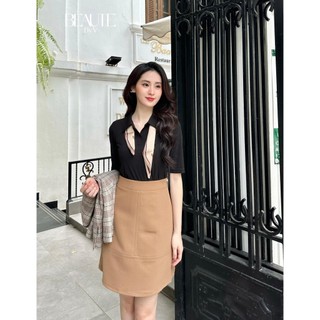 Beautebyv - áo len nữ cổ đức tay lửng maia