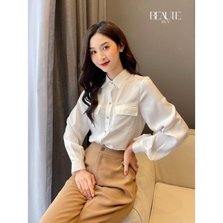 Beautebyv - áo sơ mi nữ đính cúc đồng tanna