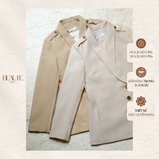 BEAUTEBYV - Áo blazer nữ vạt chéo đính khuy bọc Linci