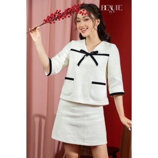 BEAUTEBYV - Set tweed kem phối dây nhung trang trí thắt nơ điệu đà Maia