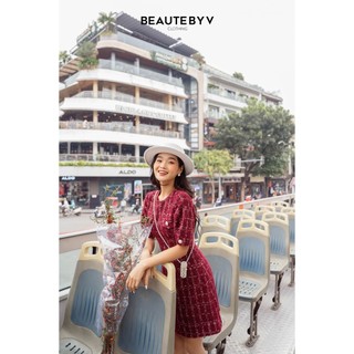 BEAUTEBYV - Váy Tweed Wine