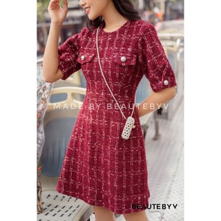 BEAUTEBYV - Váy Tweed Wine