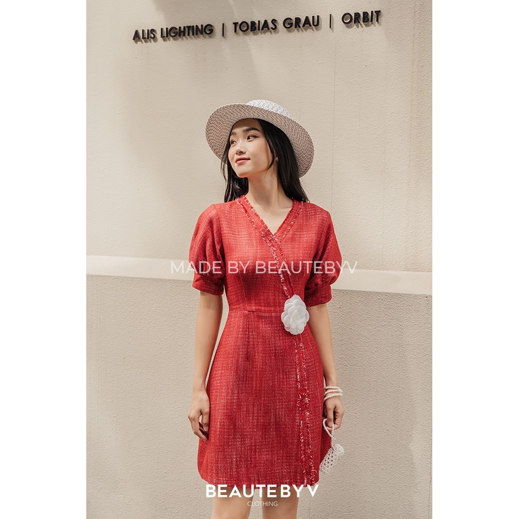 BEAUTEBYV - Váy Tweed Sila đỏ
