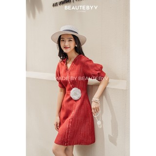 BEAUTEBYV - Váy Tweed Sila đỏ