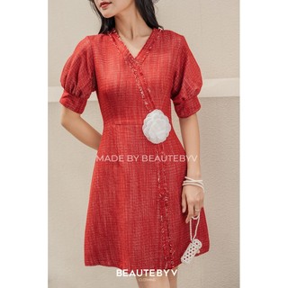 BEAUTEBYV - Váy Tweed Sila đỏ