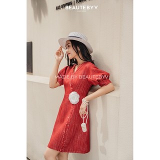 BEAUTEBYV - Váy Tweed Sila đỏ