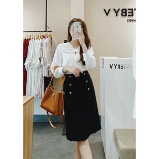 BEAUTEBYV - Chân váy đính cúc đồng