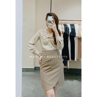 Beautebyv - chân váy xếp ly xéo ivy