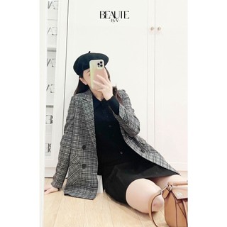 BEAUTEBYV - Áo Blazer kẻ Plaid
