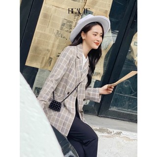 BEAUTEBYV - Áo Blazer kẻ Plaid