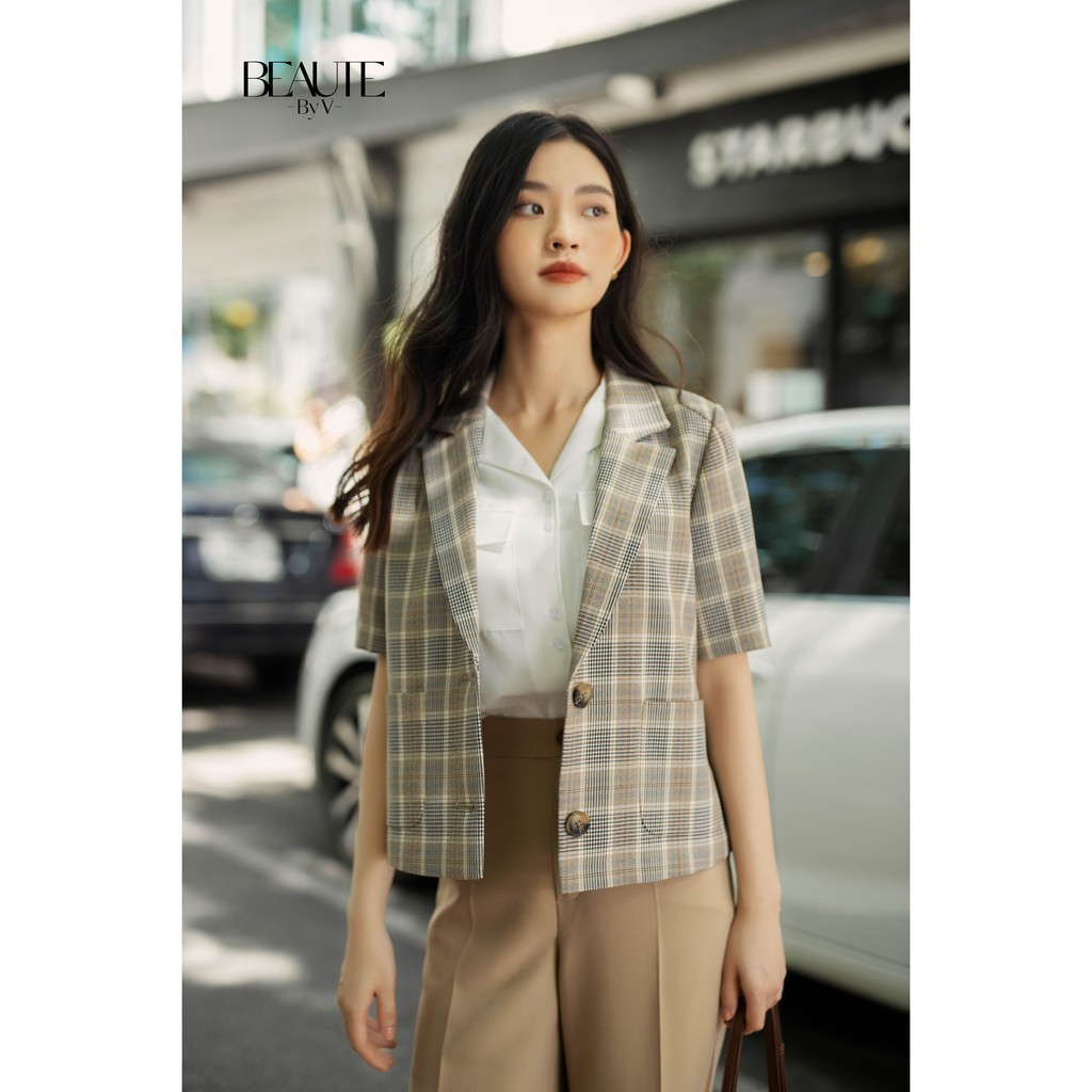 BEAUTEBYV - Áo Blazer Blanche kẻ