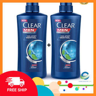 (Hữu cơ thiên nhiên) Combo 2 chai dầu gội đầu Clear Men mát lạnh bạc hà nhập khẩu Thailand- 450ml/480ml