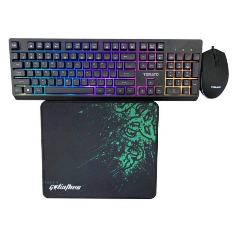 Combo keyboard và Chuột Tomato S100 LED RGB khuyến mãi kèm theo Pad Chuột thẳng Game - TTG Shop
