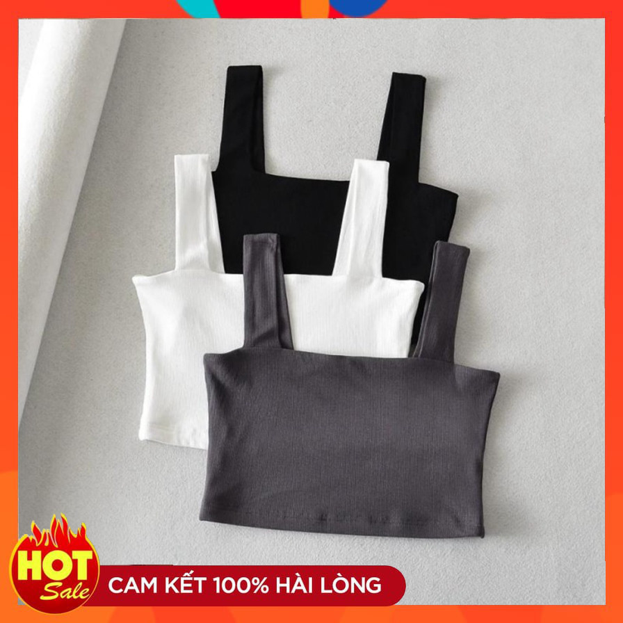 Áo thun 2 dây may 2 lớp chất liệu vải cotton thoáng mát thấm hút mồ hôi, áo hai dây bản to dáng lửng ôm body xinh xắn