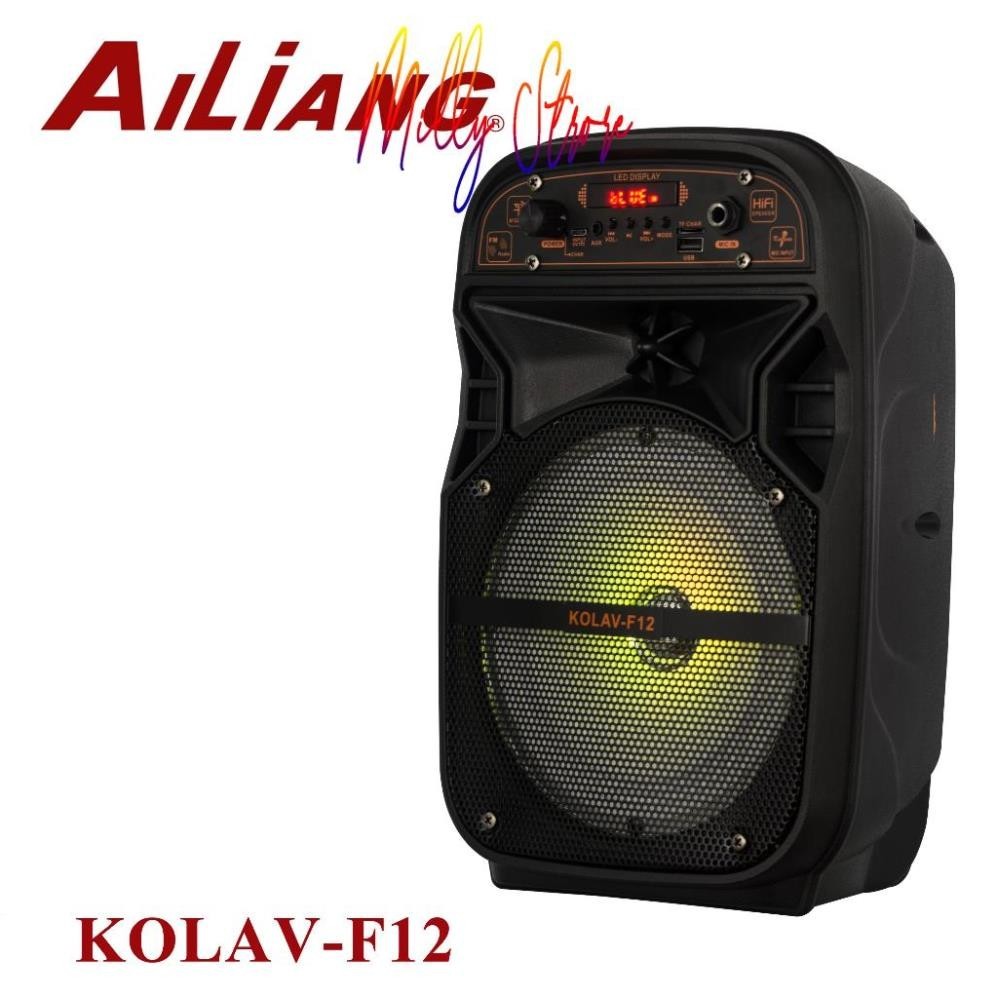 Loa Bluetooth karaoke Kalov- F12, loa mini hát karaoke dành cho gia đình, có kèm mic, dây xạc