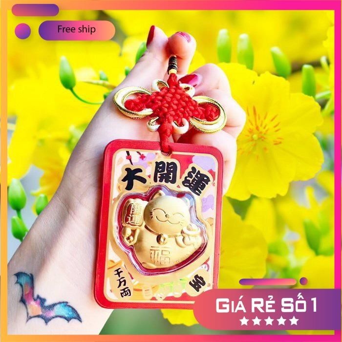 Móc khoá Mèo Thần Tài Vàng May Mắn Tài Lộc - Dây Treo Mèo Thần Tài Mạ Đại Cát Đại Lợi