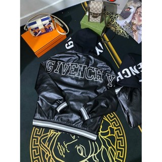 Áo Hoodie Da Nam In Mũ Thêu Chữ Givenchi Cực Chất
