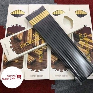 Bộ 10 đôi Đũa khảm vàng, Đũa nhựa phíp ăn cao cấp đũa khảm vàng hàn quốc Chống Trơn- Chống Trượt- Chống Mốc- Bền Mầ