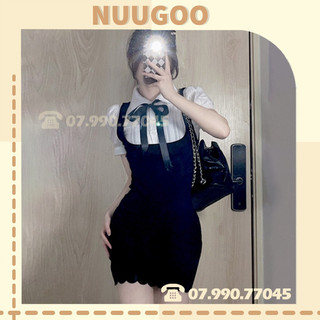 váy nữ [FREESHIP] đầm nữ phối cổ nơ ôm body hàng thiết kế cổ bẻ nơ ngắn sexy phong cách hàn quốc NUUGOO23