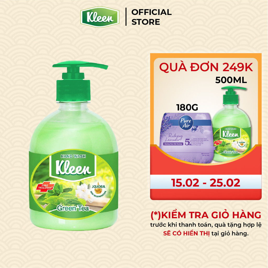 Nước rửa tay Kleen dưỡng ẩm chiết xuất từ thiên nhiên 500ml