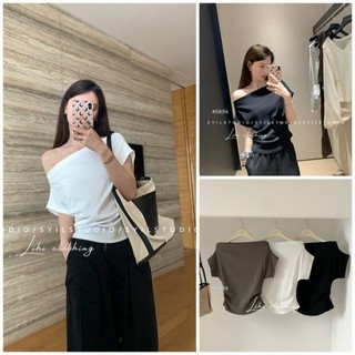 [A7828] ÁO THUN TĂM KIỂU LỆCH VAI NHÚN EO WG.WE metwo.dearu - Áo thun gân tăm QC cách điệu trễ vai tiểu thư ulzzang HQ
