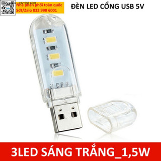 Đèn led USB 3led sáng trắng cổng USB cắm sạc dự phòng làm đèn bàn học Đèn soi khi mất điện Cắm trại Du lịch aolik1