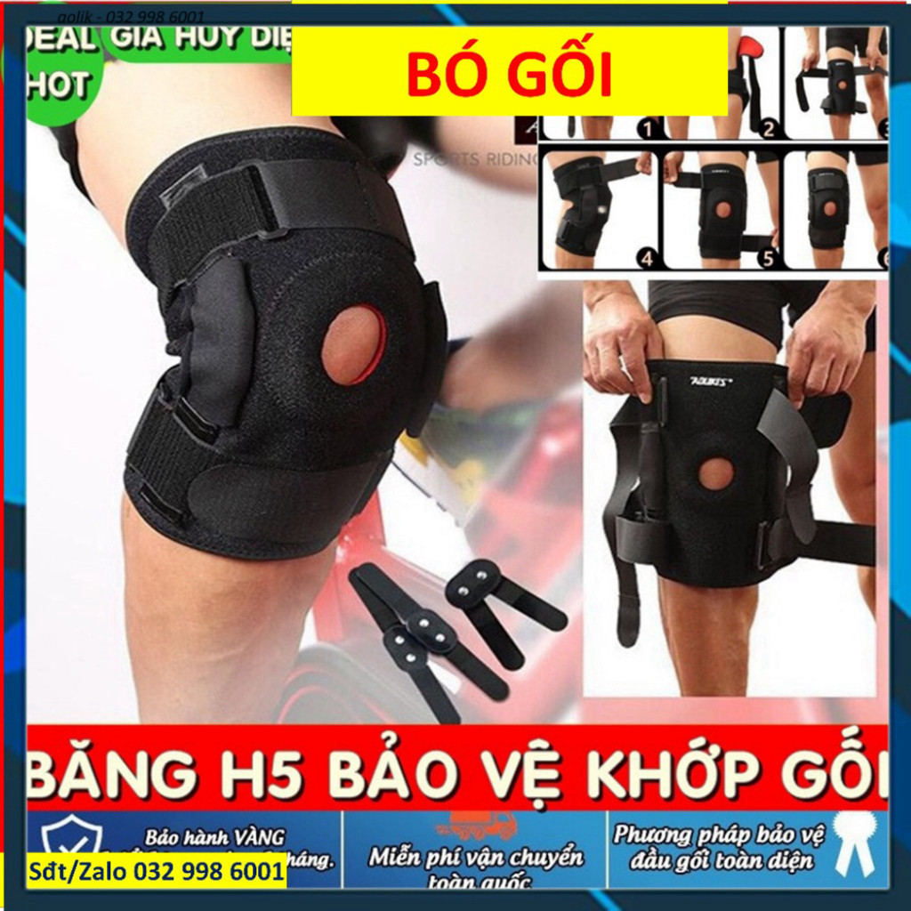 Bó gối thể thao chính hãng Aolikes 7907 Đai nẹp gối H5 chống đứt dây chằng hỗ trợ chấn thương sau mổ