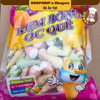 Kem Bông Ốc Quế (Hàng Hot Đồ Ăn Vặt, Kẹo Ốc Quế, Kẹo Ngọt, Đồ Ăn Vặt, Ăn Vặt Tuổi Thơ Cổng Trường