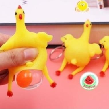 Đồ chơi móc khóa gà đẻ trứng/ Móc khóa xả stress gà đẻ trứng vui nhộn NAMSHOP