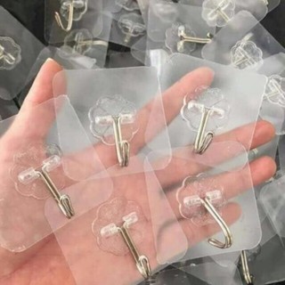 Set 10 móc dán tường siêu dính 6x6cm - móc dính tường trong suốt không khoan tường dính chắc