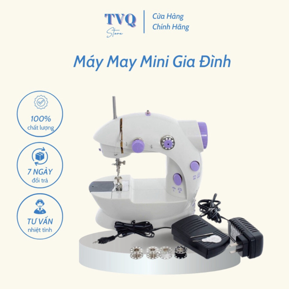 Máy May Mini Gia Đình Có Đèn Led Để Bàn Nhỏ Gọn Dễ Sử Dụng Hàng Chính Hãng ( TVQ.Store)