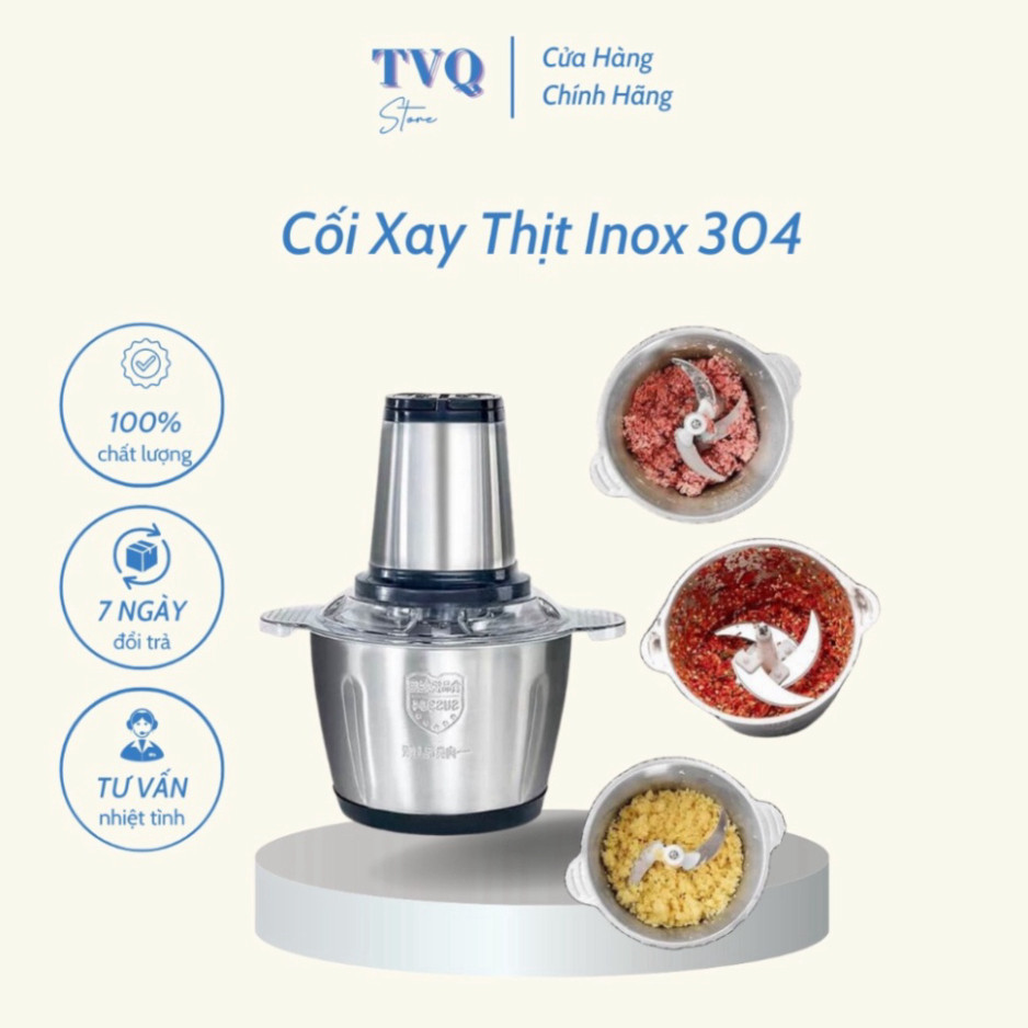 Máy Xay Thịt Inox 304 Công Suất 250W Đa Năng 4 Lưỡi Sắc Bén Tiện Lợi Cho Căn Bếp  (TVQ Store)