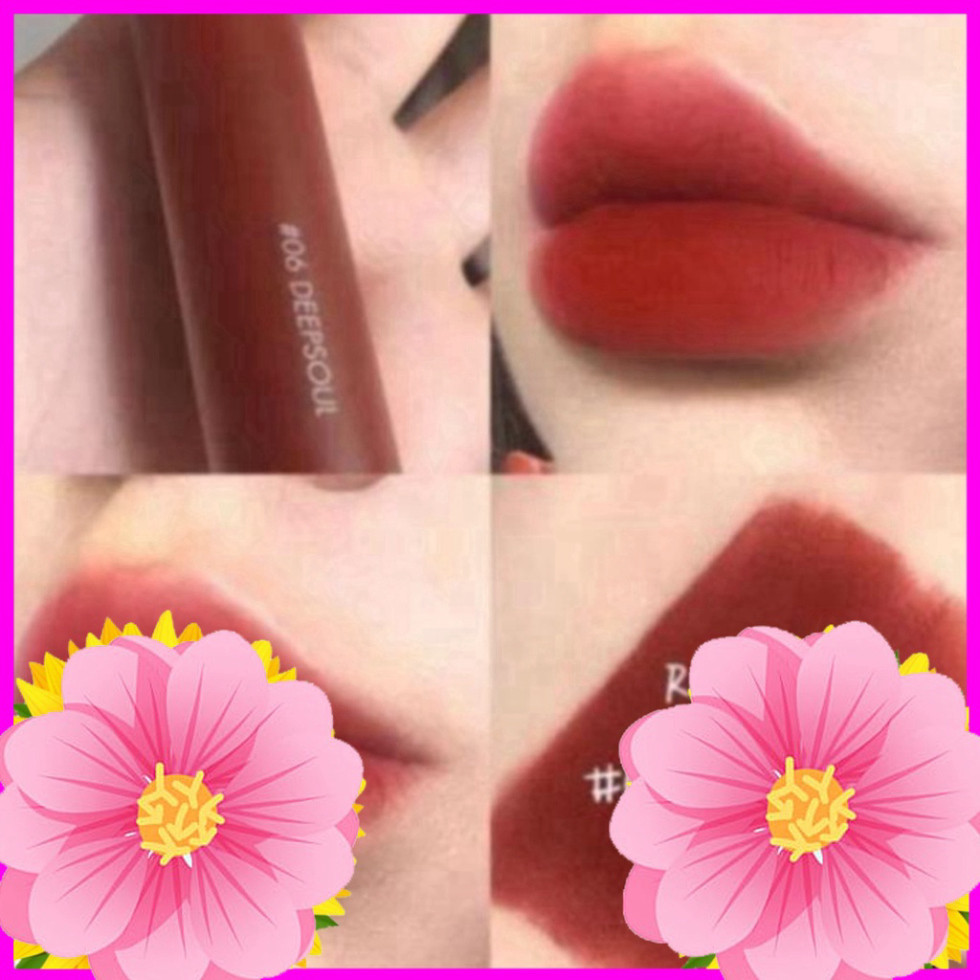 Son kem lì Romand Zero Velvet Tint 06 Deep Soul red color nâu